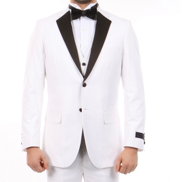 🆕 Men’s 3-piece White slim-fit Tuxedo - Picture 4 of 5